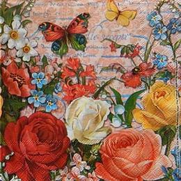 12440. Бабочки в цветных розах. Punch Studio. 10 шт., 25 руб/шт