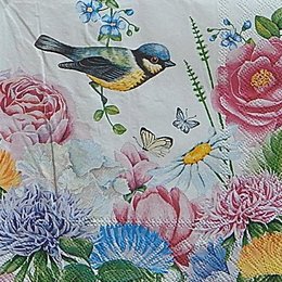 12618. Птица и бабочки в цветах