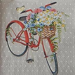 12647. Велосипед и цветы на сером. 10 шт., 17 руб/шт