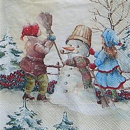 12716. Снеговик и дети. 5 шт., 24 руб/шт