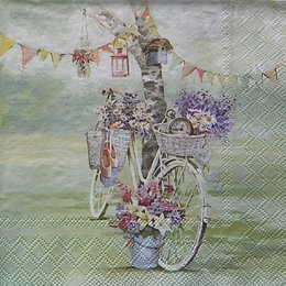 12824. Велосипед и цветы