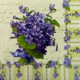 12889. Фиалки на бежевом. 5 шт., 24 руб/шт