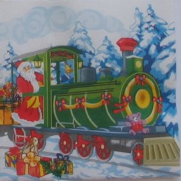 9139. Дед Мороз на паровозе. Двухслойная