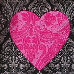 9251. Розовое сердце на чёрном фоне. 10 шт., 6.5 руб/шт