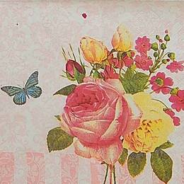 9369. Розовый букет и бабочка