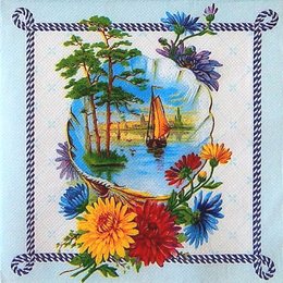9482. Морской пейзаж. Двухслойная. 20 шт., 4,5 руб/шт
