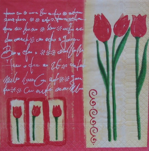 476. Тюльпаны и письмена на красном