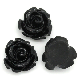 hm-1253. Кабошон Роза, цвет черный, 50 шт., 8 руб/шт